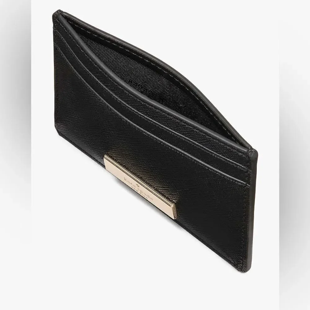 New! Kate Spade Kenzie Black Saffiano Boxed Small Cardholder NWT MSRP $99